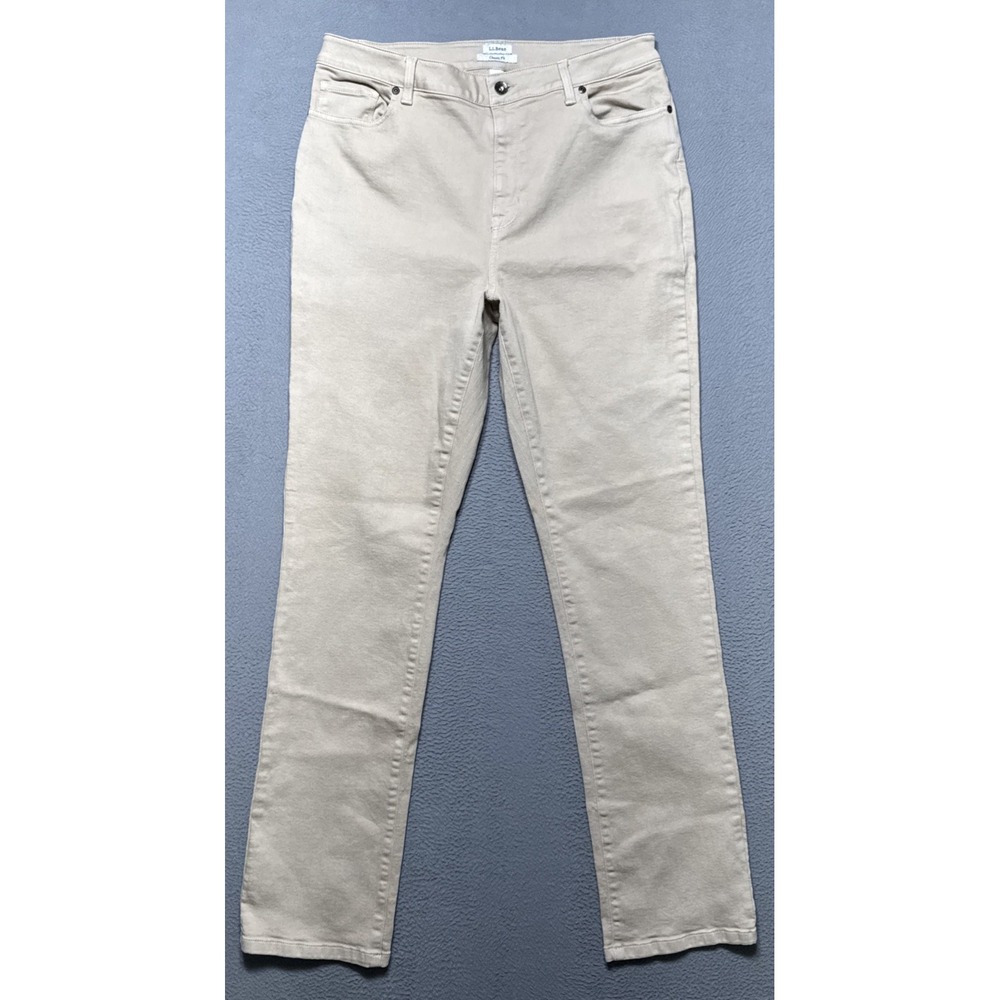 LL Bean Classic Fit True Shape‎ Jeans Womens 14 Tall (32x33) Beige Basic Minimal